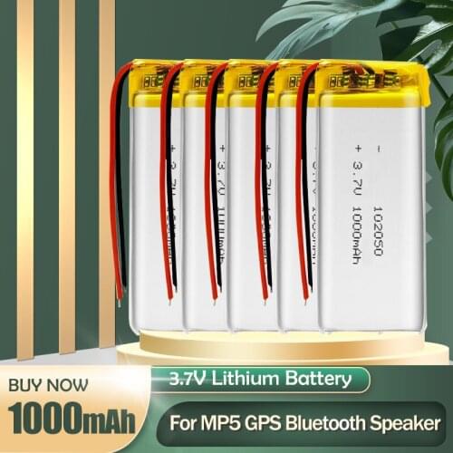 3.7V 1000mAh 102050 Lithium Polymer Li-Po Rechargeable Battery For Microphone Beauty Instrument Bluetooth Speaker Li ion Cell