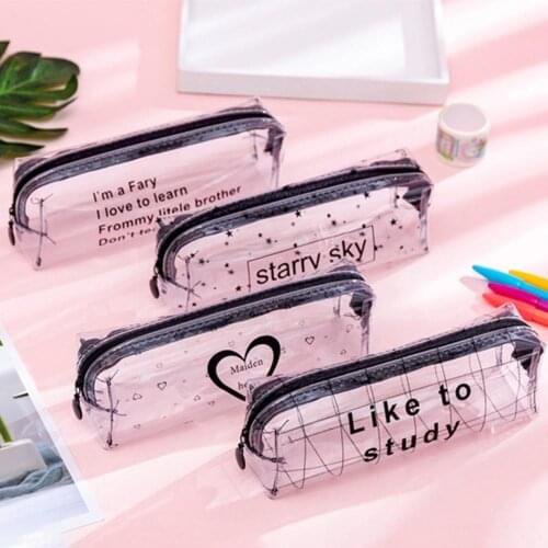 Lovely simple transparent letter octagonal pencil case small fresh creative student portable pencil case school office supplies