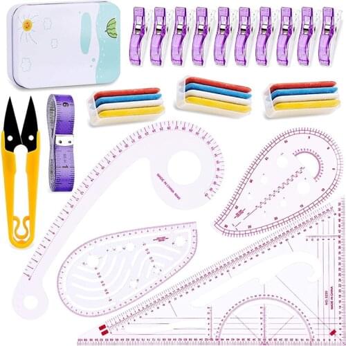 MIUSIE 4 Styles Sewing French Curve Ruler Measure Dressmaking Tailor Cutting Craft Scale Ruler And Sewing Supplies