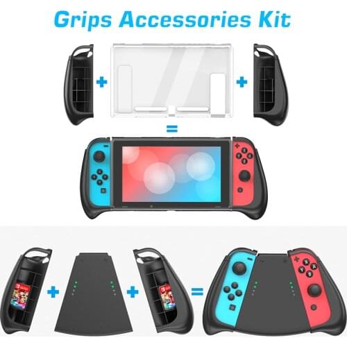 Multi-functional For Nintendo Switch Asymmetrical Console Grip LaR JoyPad Ergonomic Grip Mount Crystal Dockable Case Thumb Grip