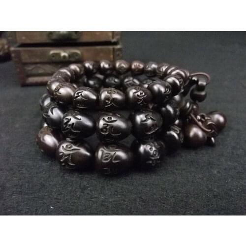 Lightning stroke Jujube Wood OM Mani Padme Hum Heart Beads Tibetan Bracelet