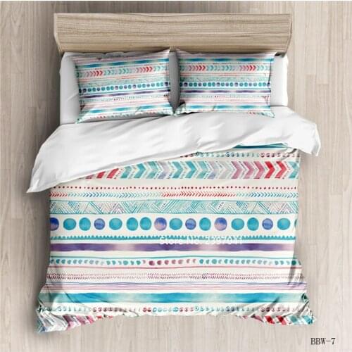 Watercolor Stripe Bedding Set 2-3 Pieces Home Textile Plain Dense Geometric Blocks Covered Pillowcase Adult Home Bedroom Decor