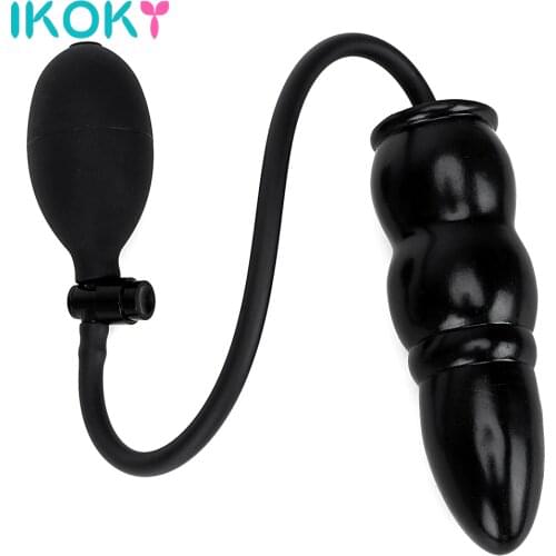 IKOKY Inflatable Anal Plug With Pump Silicone Adult Products Anal Dilator Sex Toys for Women Men Expandable Butt Plug Massager