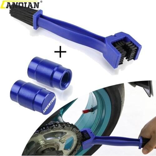 Motorcycle Chain Cleaning Maintenance Brush Vehicle Wheel Tire Valve Stem Caps Covers For BMW F800GS F850GS R1200GS ADVENTURE LC