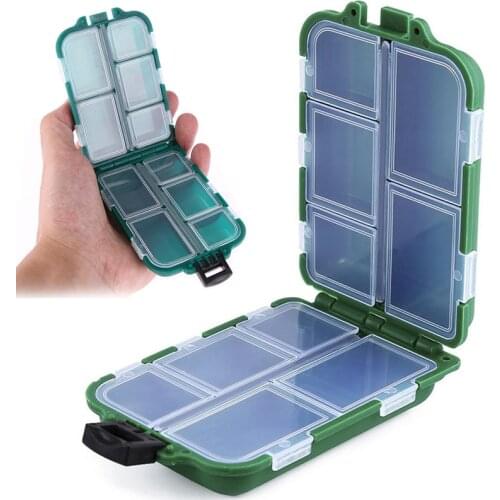 Plastic 10Compartments Mini Storage Box Fishing Tackle Box Fishing Bait Spoon Hook Bait Box Gadget Box Pesca Fishing Accessories