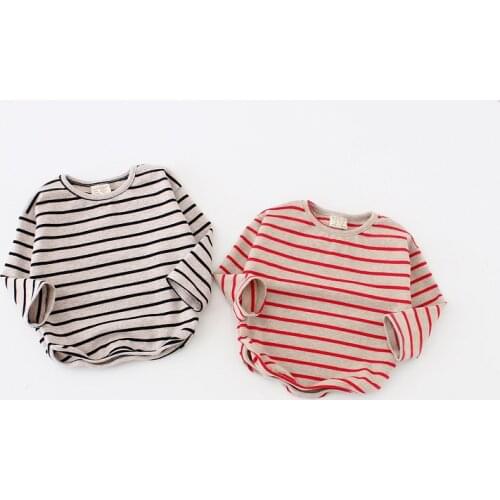 2018 Newborn Cotton Stripe Toddler Kids Baby Girls Boys Infant Shirt Top Blouse T shirt Long Sleeve Spring Warm Clothes 1-4 Y