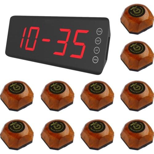 SINGCALL Wireless Nursong Paging System for Hospital, Welfare House, 10 Wooden Buttons and One Screen Display Receiver SC-R50