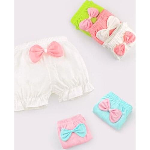 Newborn Panties Baby Cotton Panties Girls' Underwear Kids Lovely Solid Bow Underpants Summer Shorts 0-2 Year old