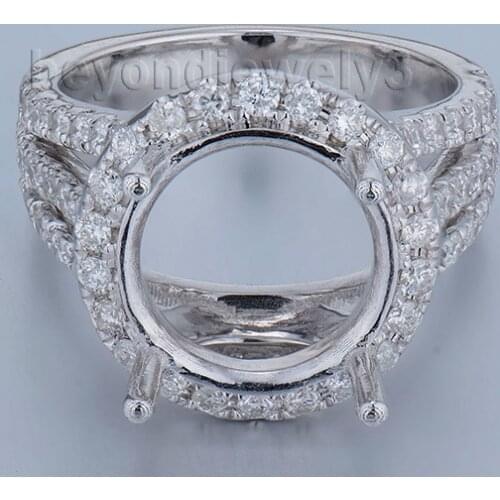 Unique Jewelry Round 11mm Semi Mount With Stunning Dia In Solid 14Kt White Gold Ring WU247