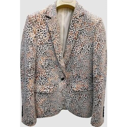 Spring Leopard Single Korean Slim Fit Night Hairstyle Division Casual Flower Fashion Man Suit Blazer Masculino