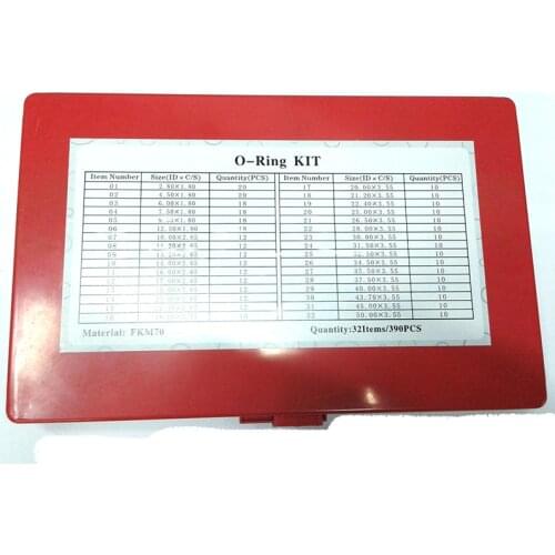 High quality Metric 70 Brown FKM O Ring Set Assortment Kit Auto O-ring FKM-red390/ yellow391/ red382/ green372