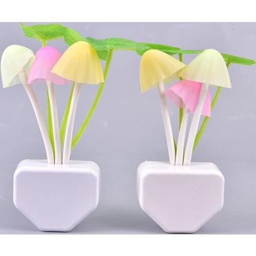 1pcs cute Romantic LED Night Light Mushroom Sensor Plug-in Wall Lamp Home Decor NEW