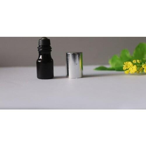 10x2ml black glass perfume bottle with metal roller ball wholesale refillable rolls on the bottle of essential oil glass vials