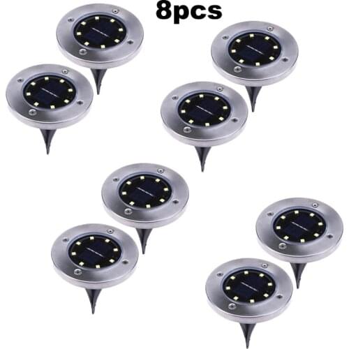 2-8pcs 8 led Solar Power Buried Light Under Ground Lamp Outdoor Path Way Garden Decking White Warm White Light Lawn Lamp smart o