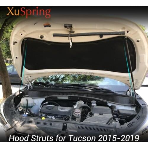 For Hyundai Tucson TL 2015-2019 2pcs Car Engine Cover Lifting Support Spring Shock Damper Struts Rod Styling