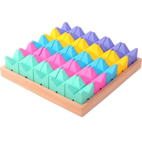 25Pcs Kids DIY Blocks Toy Set Wooden Granular Geometrical Building Blocks DIY Stacking Game Educational Toys For Kids Gift