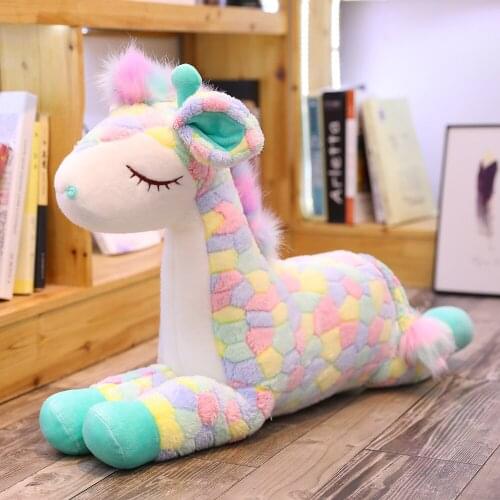 30-90CM Cute Colorful Deer Plush Toys Cartoon Animal Giraffe Dolls Stuffed Soft Dolls for Children Baby Birthday Gifts