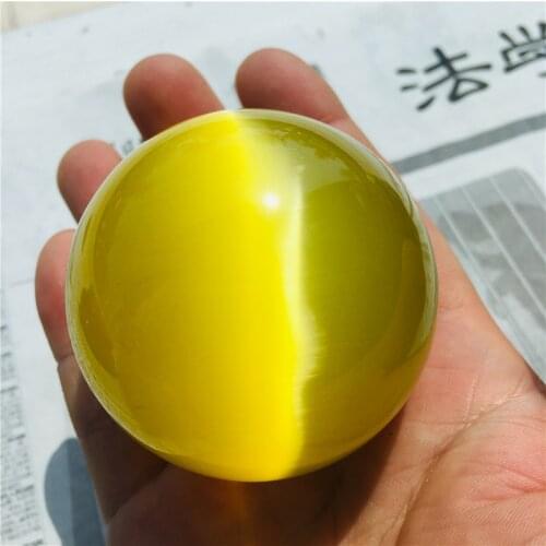 4-10cm Natural yellow cat eye crystal ball divination energy stone ball photography decorative ball