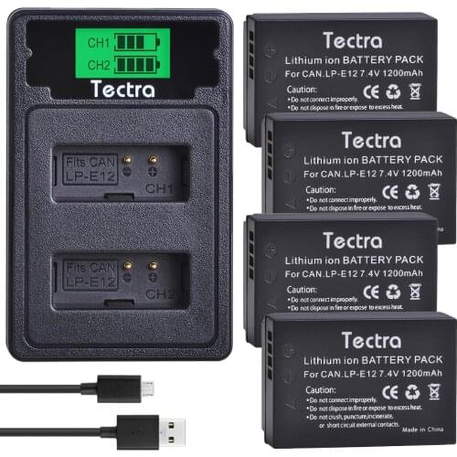 4PCS LP-E12 LPE12 LP E12 Camera Battery+LCD USB Type C Charger for Canon M 100D Kiss X7 Rebel SL1 EOS M10 EOS M50 DSLR