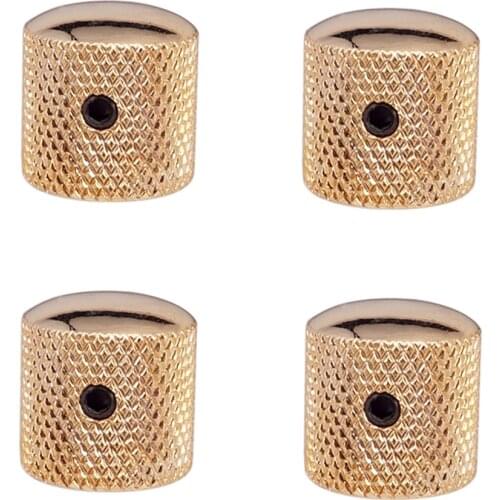 Durable Bass/Guitar Iron Volume Tone Control Knobs Golden 19 X 18mm 4PCS