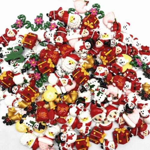 5pcs Christmas Tree Shoes Snowman Gift Dessert DIY Resin Flatback Cabochon Lucky Bag DIY Phone Case Beauty