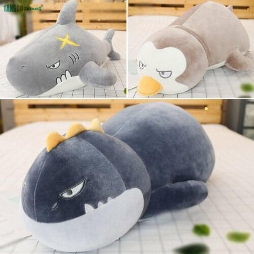 50-110cm Stuffed Shark Plush Toys penguin Pillow Sea Ocean Animal seals Dolls baby Sleep Partner Sofa backrest Kids toy Gift