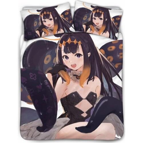 Anime Hololive EN Gawr Gura Bedding Set Kids 2Pieces Throw Pillow Case Cover/Sheet Bed Linen Lining Home Girls Duvet Cover