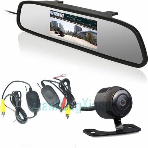 Wireless Car Rear View Kit 4.3" LCD Mirror Monitor + HD Auto Reverse Backup Camera 170 Degree Parking Assistance System