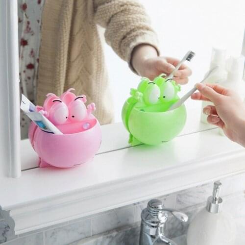 Through The Frog Toothbrush Holder Strong Suction Cup Toothpaste Storage Rack Bathroom Wall Suction Tooth Holder