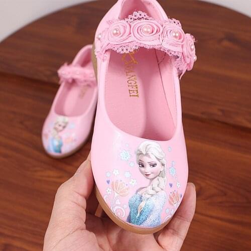 Disney Princess Girls Shoes For Kids Fashion Elsa Anna Kids Shoes Ice Snow Queen Casual Children Shoe Girl Sneakers white flat