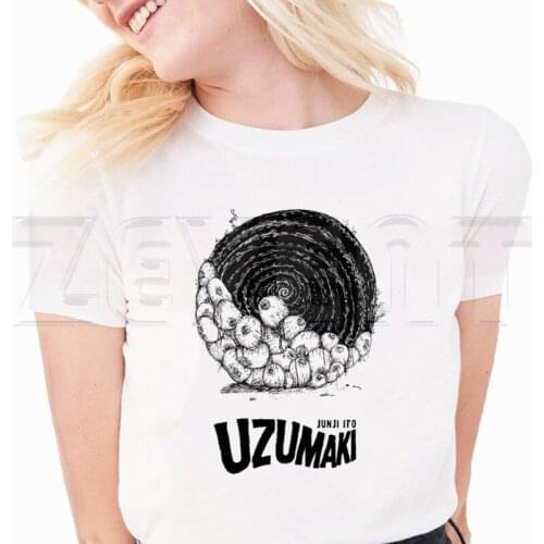 Junji Ito Horror Manga Uzumaki T Shirts Womens T-shirt Short Sleeve Female Tops Tees Harajuku Streetwear Vintage Style