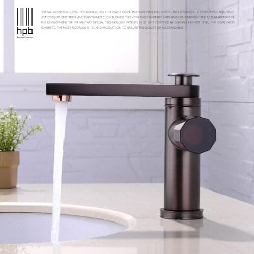 HPB Retro Style Brass Bathroom Basin Faucet Oil Rubber Bronze Sink Mixer Exquisite Agate Handle Degisn 360 Degree Rotation H3001