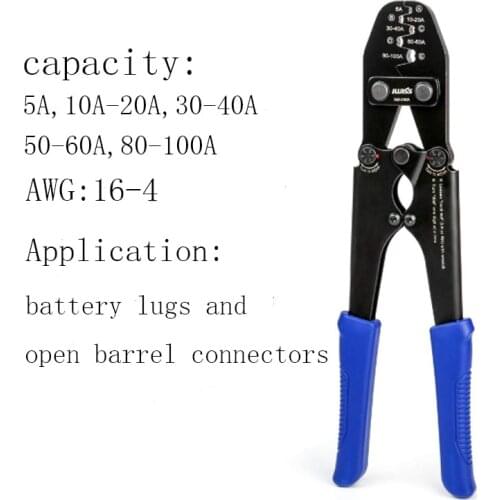 IWS-5100A Battery Lugs and Open Barrel Connectors Crimping Tools works with Wire AWG 16-4 Electrical Cable Crimper Tools
