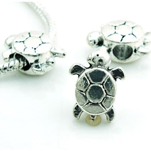 JINGLANG Newly Fashion European Style Silver Plated Vintage Tortoise Loose Beads DIY Metal Findings Jewelry