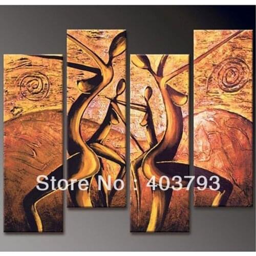 4PCS/LOT MODERN ABSTRACT HUGE WALL ART OIL PAINTING ON CANVAS DANCING BEAUTY GIRL DECORATIVE WALL PICTURES HOME DECOR