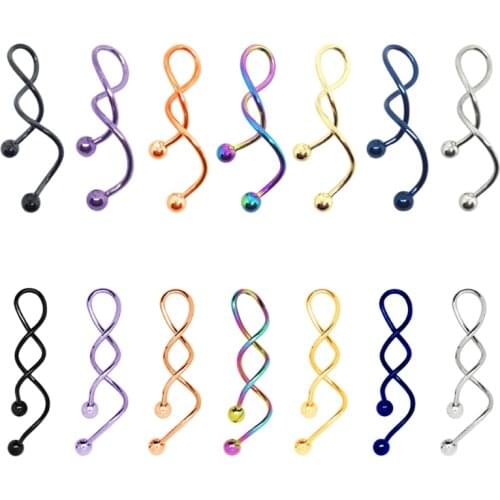 Punk Stainless Steel Spiral Dangle Men Women Ear hook Earrings Button Navel Piercing Ring Belly Ring Body Jewelry