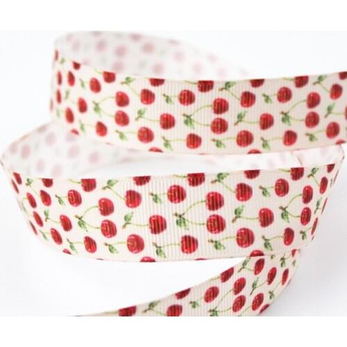 Cherries printed grosgrain ribbon 9-75mm DIY handmade materials christmas wedding gift wrap tape ribbons