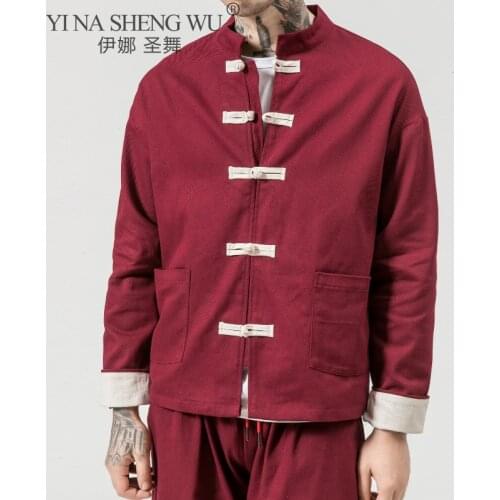 Kimono Jacket Men Cotton Coats China Style Vintage Button Retro Style Coat Male Fashion Loose Cardigan Overcoat Asian Clothing