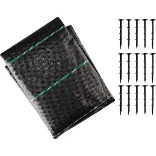Weed Membrane,2Mx5m Weed Control Fabric,Ground Cover Membrane Landscaping Fabric,With 50 Securing Pegs For Landscaping