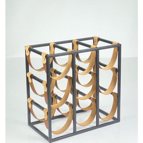 Metal Decorative Wine Rack V1 Small % 100 genunie leather holding parts nine glass capacity interior use decorative wine rack