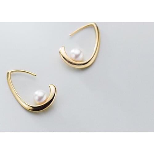 MloveAcc New Collection Waterdrop Shape Earrings with Pearl 925 Sterling Silver Women Earrings Jewelry
