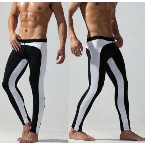 Mens tight trunks nine-point swimming trunks quick-drying swimsuit sun protection long leg swimming trunks mens swimming trunk