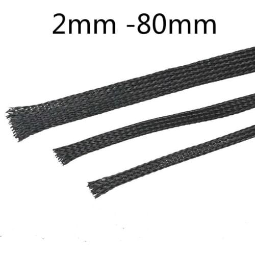 1meter Nylon braided mesh tube Shock absorber tube Black snakeskin net Wire telescopic sleeve Netted tube retaining tube