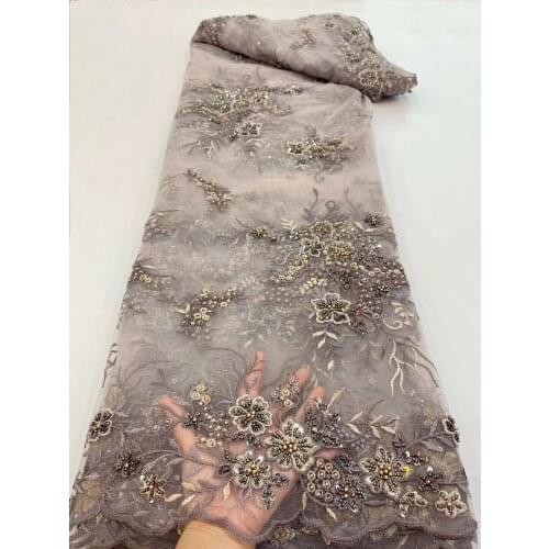 Nigerian Lace Fabrics with beads High Quality African SYJ-328888 Lace Fabric for Wedding Materials French Tulle Lace