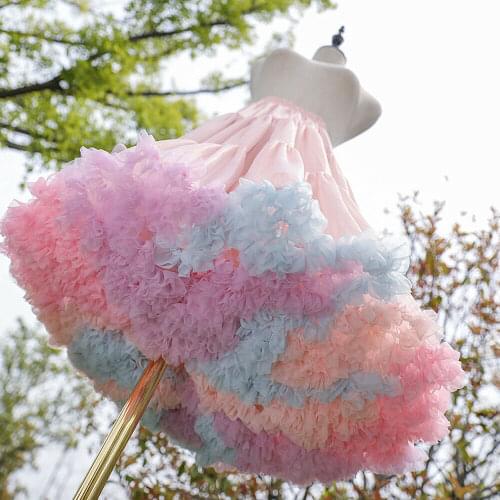 55cm Girls Crinoline Hoopless Petticoat Lolita Underskirt Bustle Skirt