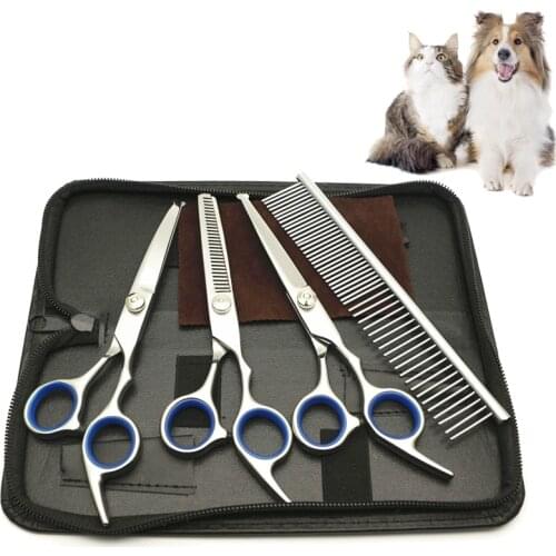 Animals Cat Hair Cutting Barber Cutting Tools Stainless Steel Pet Dogs Grooming Scissors Up Down Curved Shears Sharp Edge Kit