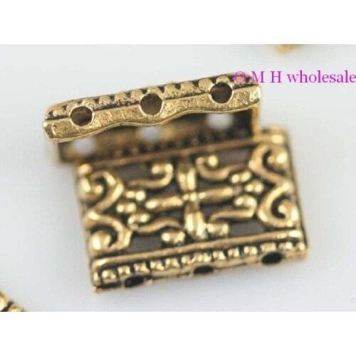 OMH wholesale Connector and pendant selection golden 3 hole spacer beads Jewelry metal beads 17x12mm ZL515