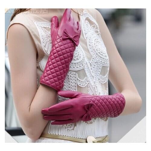 Autumn and winter womens fashion thicken warm genuine leather sheepskin leather gloves ladys winter warm long gloves