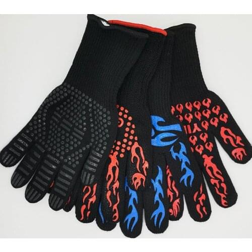 BBQ Grill Gloves Heat Resistant Non-Slip Oven Mitts Anti Scald Fireproof Silicone Gloves For Baking Cooking Kitchen Barbecue