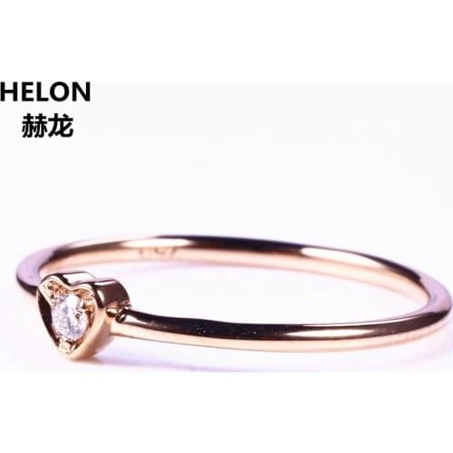 Attractive! Solid 10k Rose Gold VS/H Natural Diamonds Engagement Ring Wedding Band Trendy Heart Women